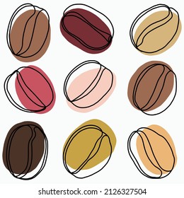 simplicidad café frijoles de línea continua libre diseño plano.ilustración vectorial.