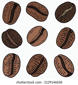 Einfachheit Kaffee Bohnen Freehand Zeichnung flach Design.Vektorgrafik.