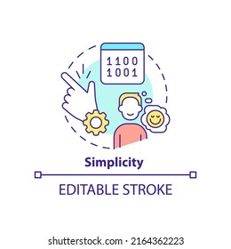 Simplicity Concept Icon. Easy To Learn, Understand. Feature Of Programming Languages Abstract Idea Thin Line Illustration. Isolated Outline Drawing. Editable Stroke. Arial, Myriad Pro-Bold Fonts Used