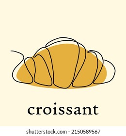 Simplicity croissant bread freehand continuous line drawing flat design.Vector illustration.