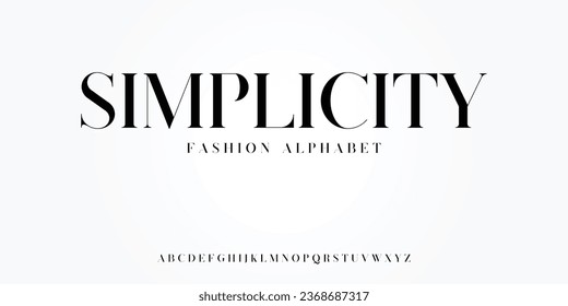 Simplicity, Elegant Serif Font Alphabet Typeface Perfect for Fashion Brand or Logo. Vector EPS editable.