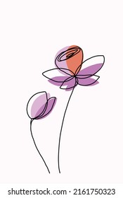 Simplicity flower freehand continuous line drawing flat design.Vector illustration.