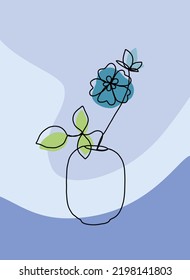 Simplicity flower freehand continuous line drawing flat design. Vector illustration