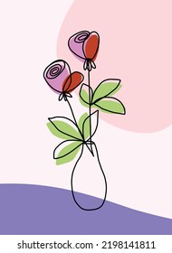 Diseño plano de líneas continuas con flor simple. Ilustración del vector