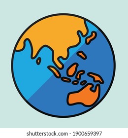 Simplicity freehand world map sketch on globe. Vector illustration.