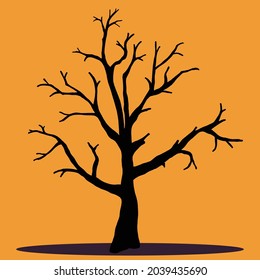 Simplicity halloween dead tree freehand drawing silhouette flat design.Vector illustration.