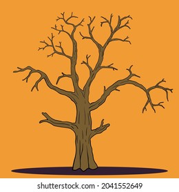 Simplicity halloween dead tree freehand drawing flat design.Vector illustration.