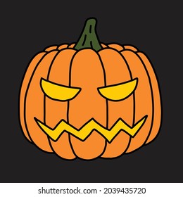 Simplicity halloween pumpkin freehand drawing flat design.Vector illustration.