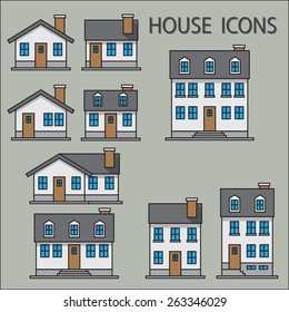 Simplicity house icons, flat design. Vector illustration eps10.