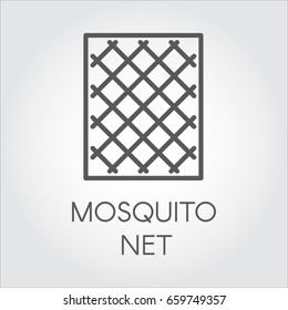 Simplicity icon in linear style of mosquito nets for windows. Concept of protection from insects. Vector Illustrator