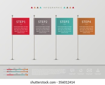 simplicity infographic design with colorful flags elements