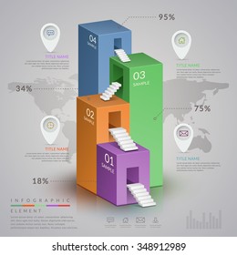 simplicity infographic template design with 3d isometric bar chart