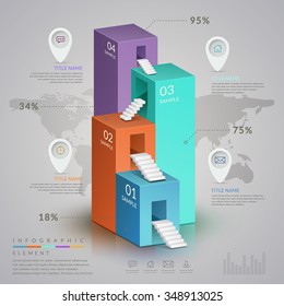 simplicity infographic template design with 3d isometric bar chart