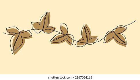 Simplicity ivy continuous line freehand drawing. Vector illustration.