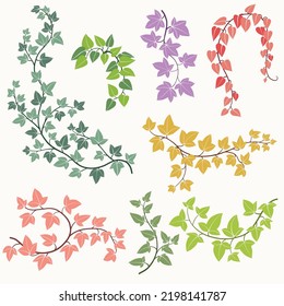 Simplicity ivy freehand drawing flat design collection. Vector illustration.