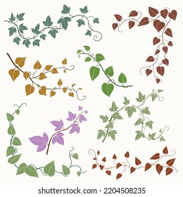 Simplicity ivy freehand drawing flat design collection. Vector illustration.