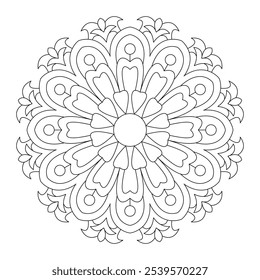 Simplicidade Manifestação mandala página do livro de coloração, arquivo vetorial, design de tatuagem, arte de parede, arte mandala simples, Design para um papel de parede Camisa de pintura e azulejo Projeto adesivo, arquivo vetorial