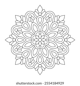 Simplicity Manifestation mandala coloring book page, vector file, Oriental Mandala, wall art, simple mandala art, Design for a wallpaper Paint shirt and tile Sticker Design, vector file