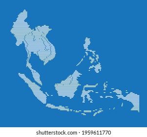 Simplicity modern abstract geometry South East Asia or Asean map. Vector illustration.
