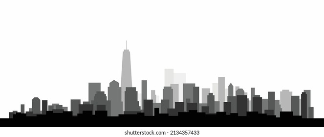 Simplicity modern cityscape skyline on white background. Vector illustration.