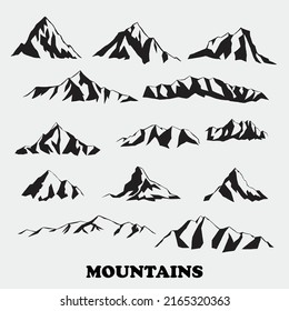 Simplicity mountain freehand drawing flat design collection. Vector illustration.