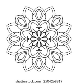 Página de libro para colorear de mandala místico de simplicidad.  Páginas fáciles de libros para colorear de mandala para que los adultos se relajen, las experiencias dan alivio. Archivo de Vector de tamaño variable