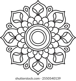 Simplicity Mystical mandala coloring book page. Easy Mandala Coloring Book Pages for Adults to Relax, Experiences Give Relief.