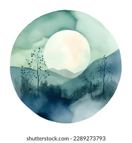 Simplicity in Nature: Minimalistic Watercolor Illustration