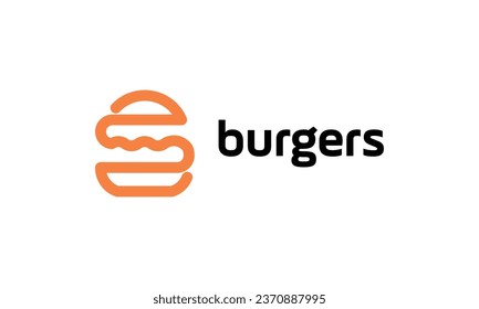 Simplicity outline burger logo design with minimalist style for restaurant or cafe business company