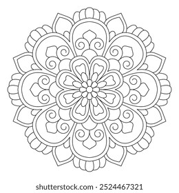 Simplicity Peaceful mandala coloring book page, coloring page, vector file, tattoo design, wall art, simple mandala art, Design for a wallpaper Paint shirt and tile Sticker Design, vector file