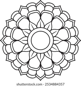 Simplicity Peaceful mandala coloring book page. Easy Mandala Coloring Book Pages for Adults to Relax, Experiences Give Relief. 