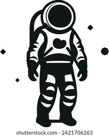 Simplicity and Space Exploration: Minimalistic Astronaut Vector Glyph for Sale