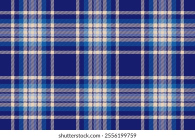 Simplicity tartan seamless vector, trendy fabric textile background. Custom texture pattern plaid check in light and midnight blue colors palette.