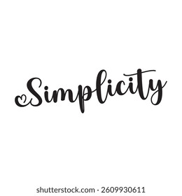 Simplicity text on white background.