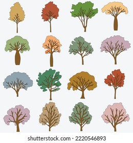 Simplicity tree freehand drawing flat design.Vector illustration.