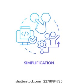 Simplification blue gradient concept icon. User experience. Picking release management instrumentation factor abstract idea thin line illustration. Isolated outline drawing. Myriad Pro-Bold font used