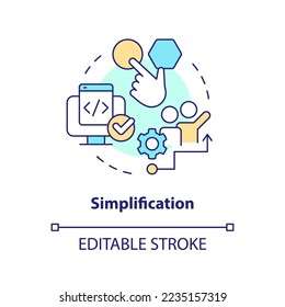 Simplification concept icon  Ease use  Picking release management tools factor abstract idea thin line illustration  Isolated outline drawing  Editable stroke  Arial  Myriad Pro  Bold fonts used