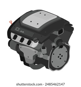 Vereinfachte 3D-Stil 2,5 Liter V6 Zylinder 24 Ventile Einfach obenliegende Nockenwellen Benzineinspritzung mit Spule auf Stecker Direktzündung System.