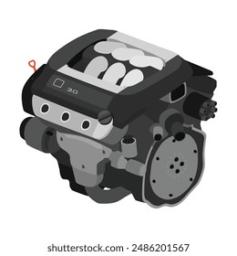 Vereinfachter 3D-Stil 3 Liter V6 Zylinder 24 Ventile Einfach obenliegende Nockenwellen Benzineinspritzung mit Verteilerzündung.