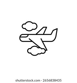 Icono De Avión Simplificado Rodeado De Nubes En Un Diseño Transparente