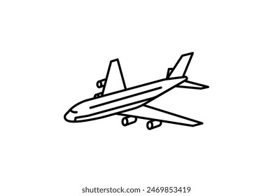 Icono de avión simplificado en formato de Vector, ideal para proyectos temáticos de transporte. diseño de Ilustración vectorial de línea de avión volador.