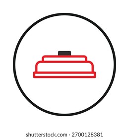 Um ícone de campainha de alarme simplificado é delimitado por um círculo, usando linhas distintas e elementos geométricos. Esta imagem mostra um design moderno, oferecendo um conceito que combina simplicidade e