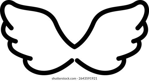 Simplified Angel Wings Line Drawing Vector