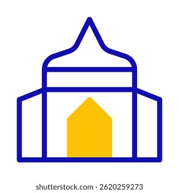 Vereinfachte architektonische Illustration einer Struktur mit religiösen Merkmalen