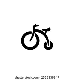 Simplified black child bicycle icon, perfect for design, graphic, illustration, and symbol