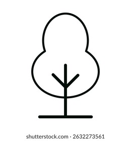 Simplified Black Line Drawing of a Tree with Smooth Triple-Lobed Canopy and Minimalist Symmetrical Branches on White Background