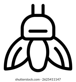 Simplified black line illustration of a robotic bee, perfect for icons and logos