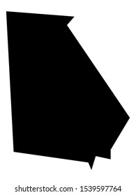 Simplified Black on White Map of USA Federal State of Georgia