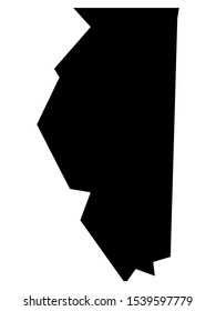 Simplified Black on White Map of USA Federal State of Illinois