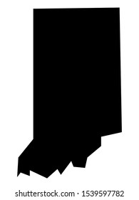Simplified Black on White Map of USA Federal State of Indiana